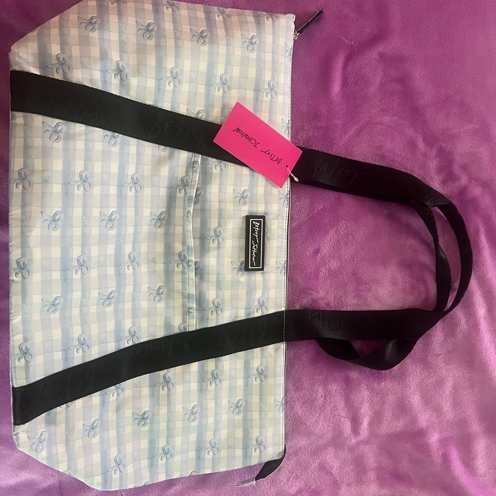 Betsey Johnson Blue Bow Cooler Tote Large